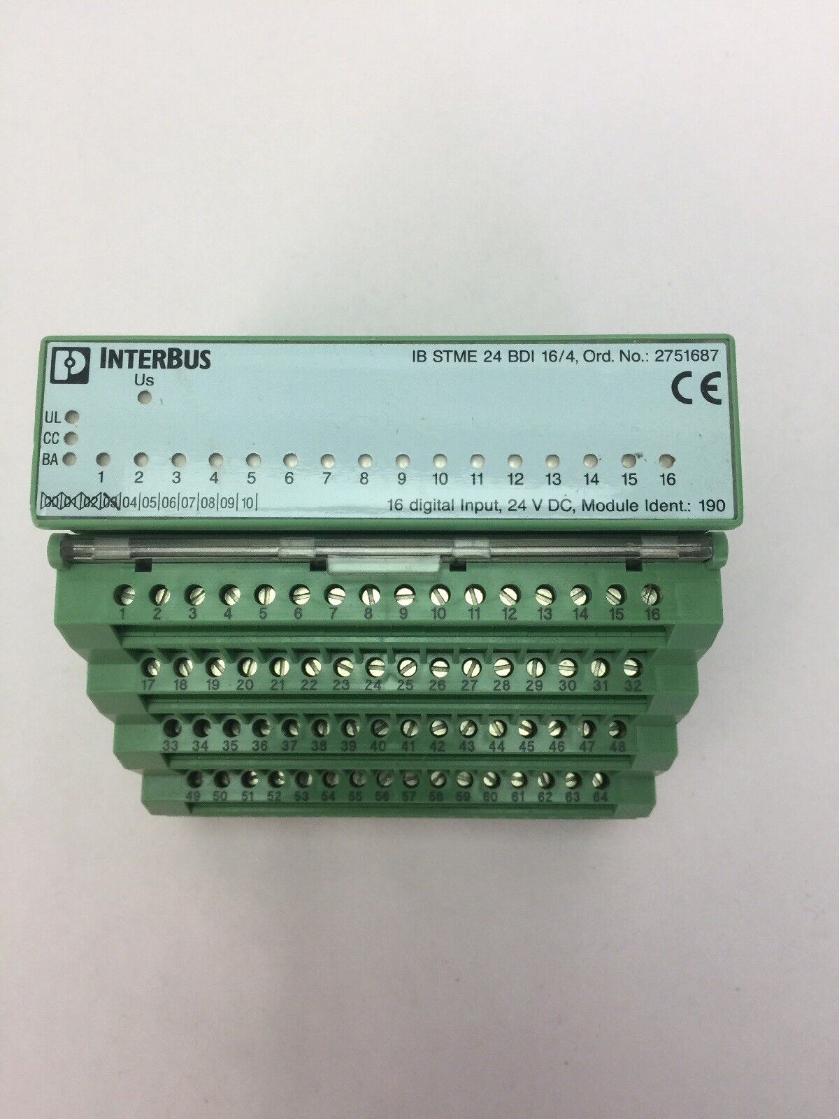 PHOENIX CONTACT IB ST24 BDI INTERBUS 16 DIGITAL INPUT 24VDC IB STME 24 BDI 16/4