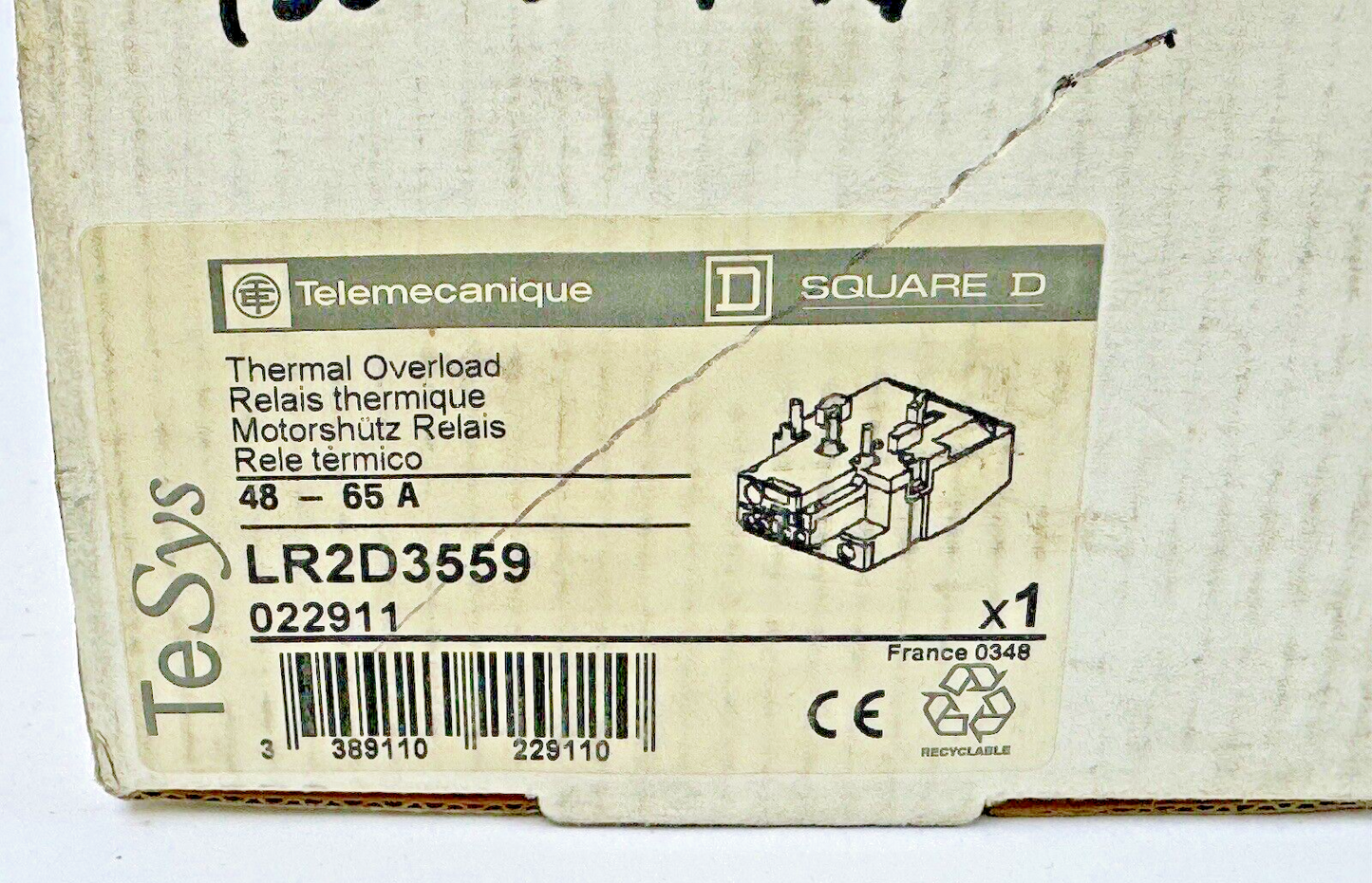 TELEMECANIQUE / SQUARE D - LR2D3559 - THERM OVERLOAD RELAY - 3POLE/600VAC/48-65A