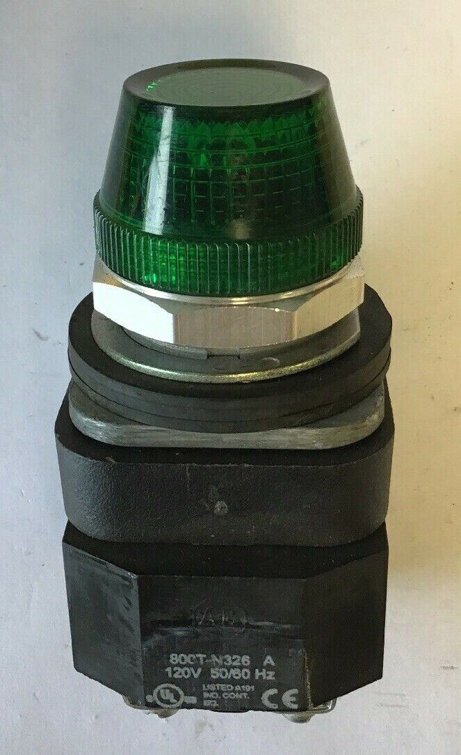 ALLEN BRADLEY 800T-P16G SER. U GREEN PILOT LIGHT 120V 50/60HZ, 755 LAMP