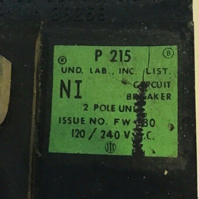 BULL DOG P215 PUSHMATIC BREAKER 2POLE 120/240VAC