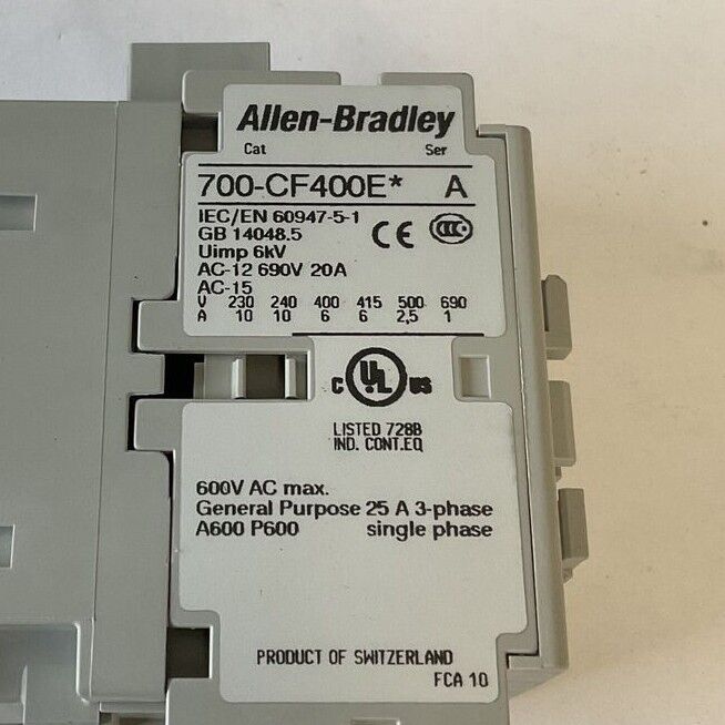 ALLEN BRADLEY 700-CF400EJ CONTACTOR SER.A 24VDC