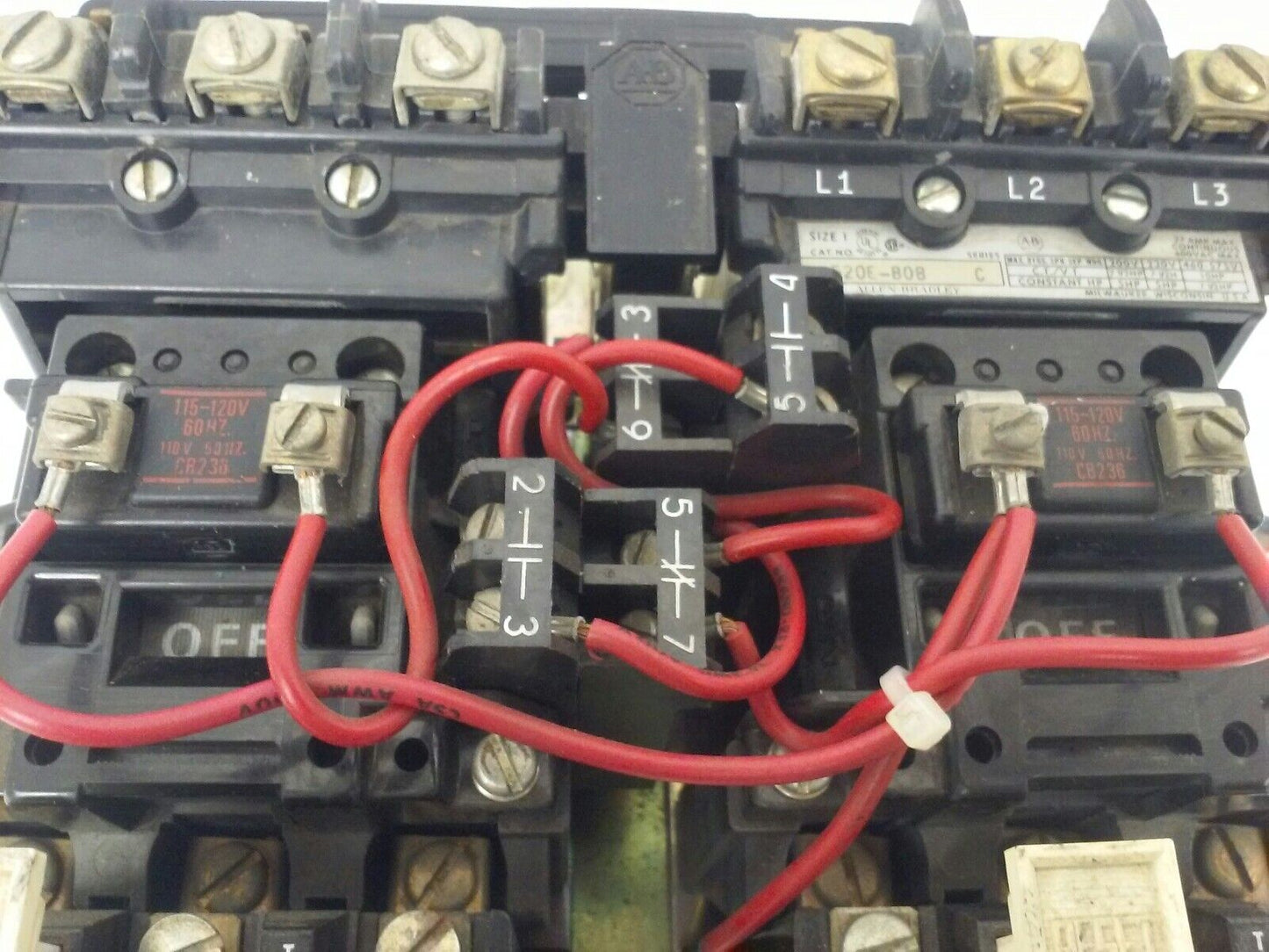 ALLEN BRADLEY, 520E-BOB , SER. C, STARTER, SIZE 1, 600V, 27A, 3PH, 120V COIL