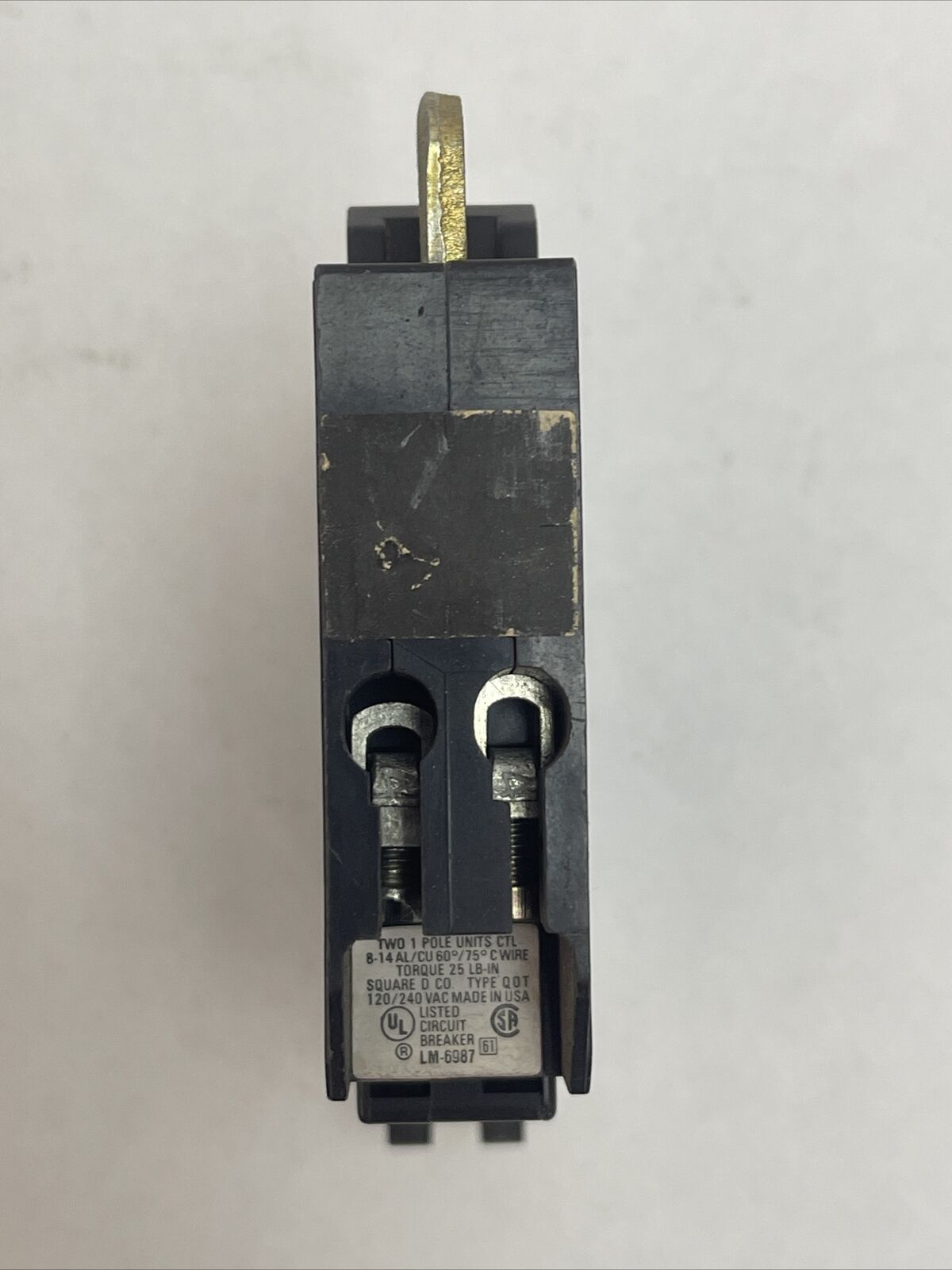 SQUARE D QOT1520 CIRCUIT BREAKER 15A 20A 120/240 VAC TWO 1 POLE UNITS CTL