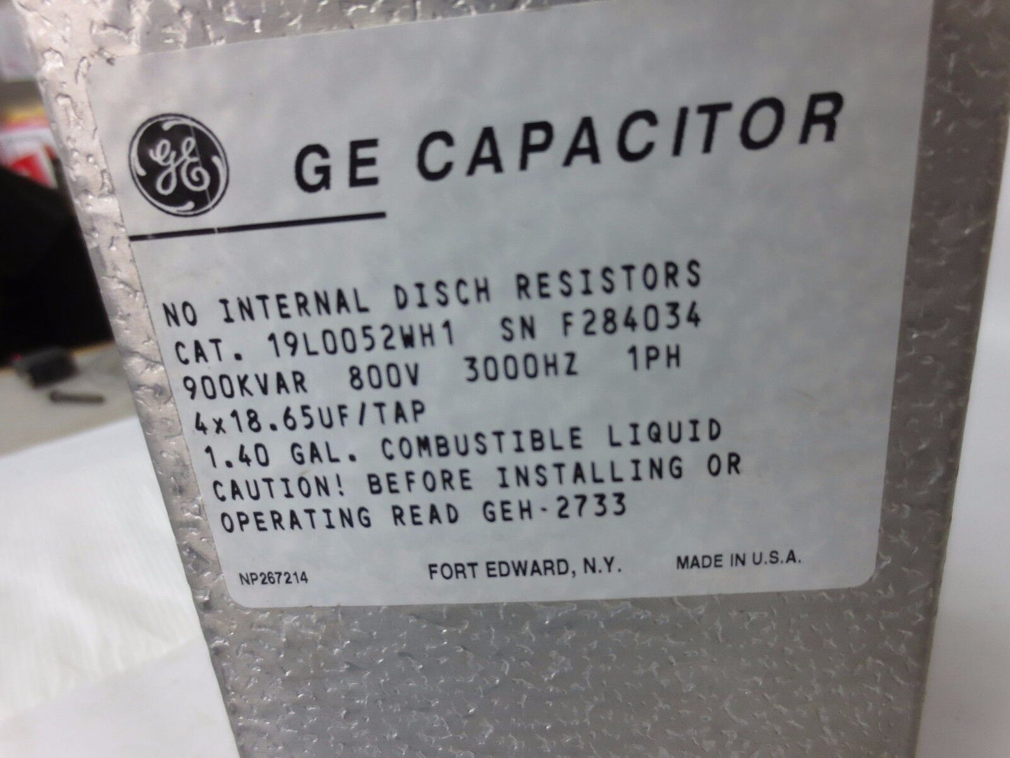 GE 19L0052WH1 CAPACITOR - 900KVAR, 800V, 3000Hz, 4x18uF/TAP