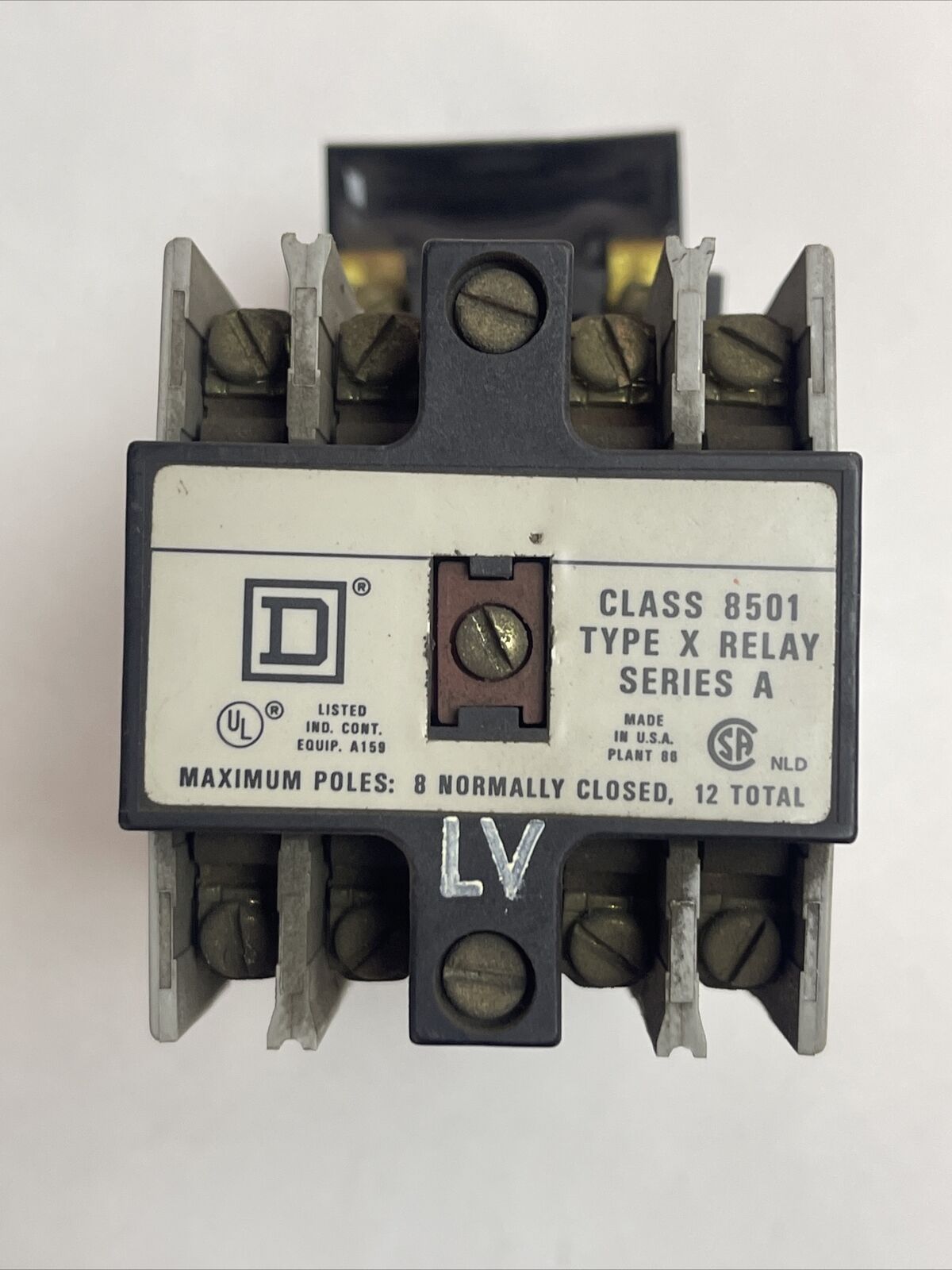 SQUARE D CLASS 8501 TYPE XB-40 INDUSTRIAL CONTROL RELAY FORM MV SERIES A