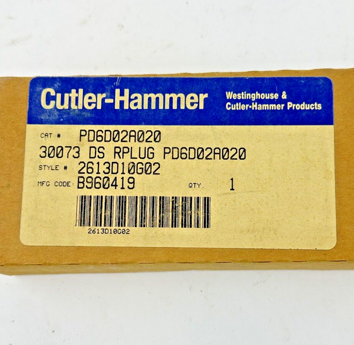 CUTLER-HAMMER - PD6D02A020 - DIGITRIP RMS RATING PLUG - 200 AMP -FACTORY SEALED