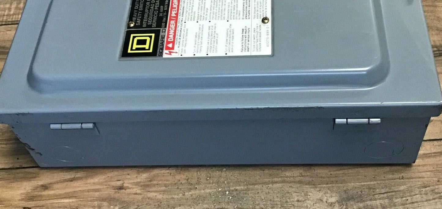 SQUARE D HU361 SAFETY SWITCH SER.F1 30A NON FUSIBLE TYPE1 600VAC/VDC 30HP