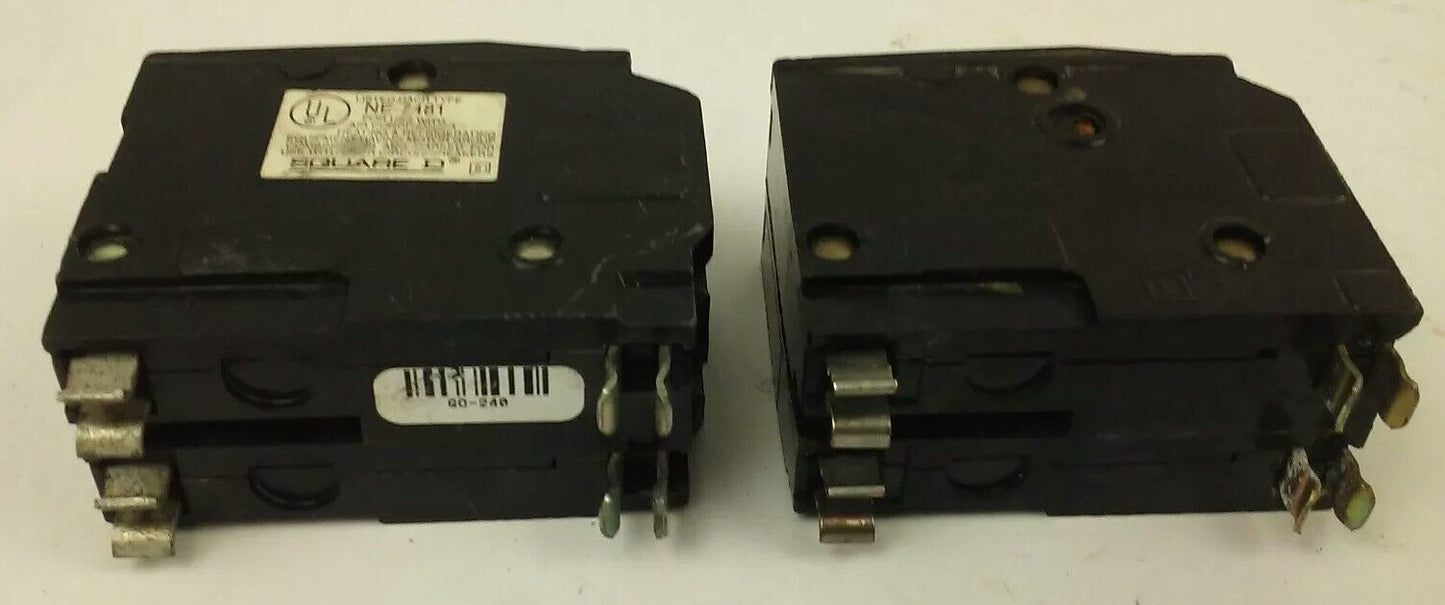 SQUARE D QO240 CIRCUIT BREAKER, 2 POLE, 40 AMP, 120/240V, 10KA, QO, (LOT OF 2)
