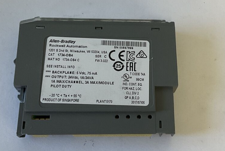 ALLEN BRADLEY 1734-OB4 OUTPUT MODULE SER.C FW3.022 5VDC 75MA