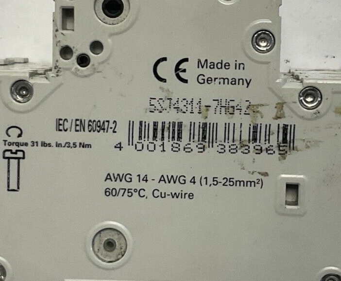 SIEMENS 5SJ4311-7HG42 CIRCUIT BREAKER 5A 480VAC 10KA