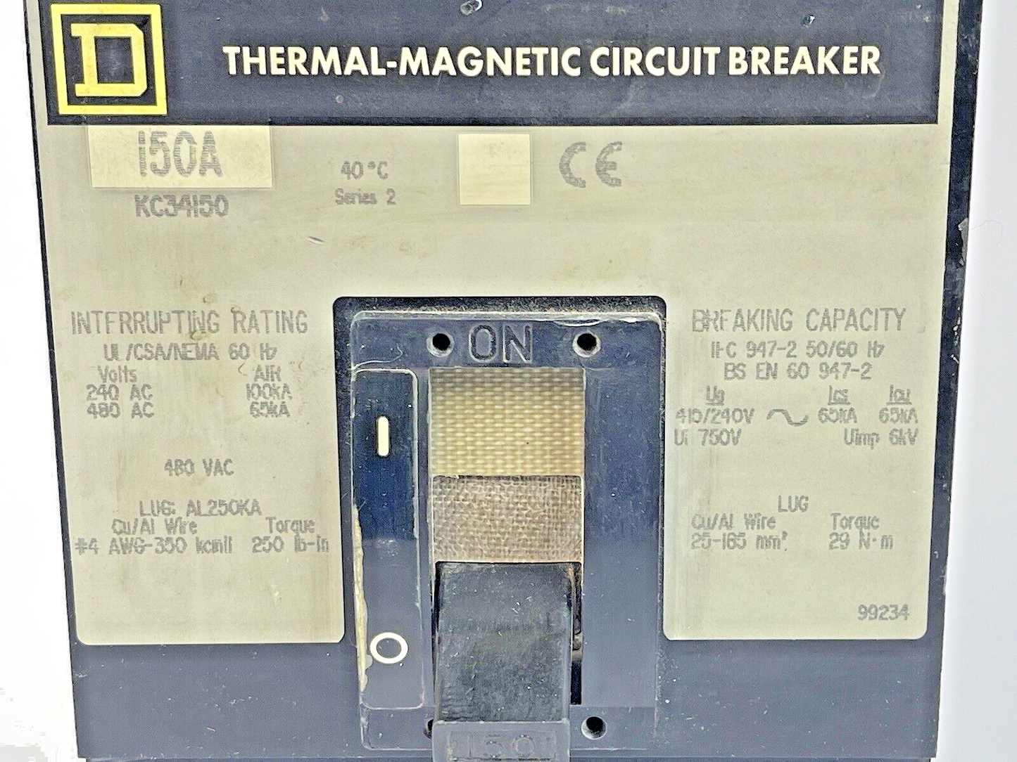 SQUARE D - KC-34150 S2 - CIRCUIT BREAKER - 480 VAC, 150 A, 3 POLE