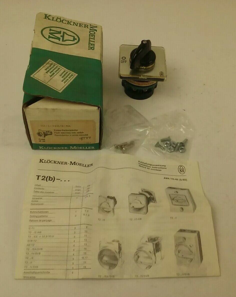 KLOCKNER MOELLER T2-1-102/E-NA FLUSH MOUNTING CAM SWITCH 3PH 25A 300VAC 7 1/2HP