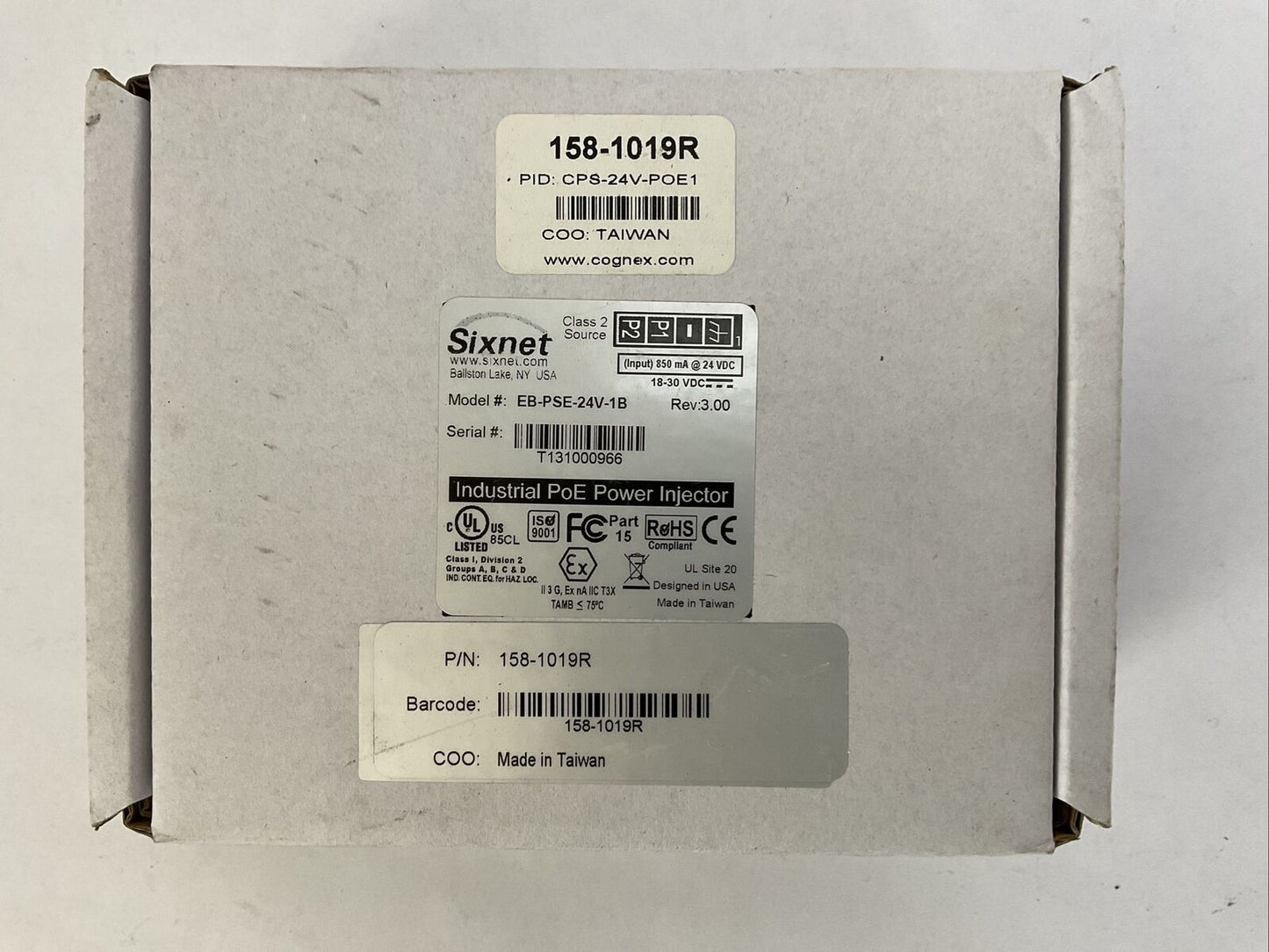 SIXNET EB-PSE-24V-1B INDUSTRIAL PoE POWER INJECTOR 158-1019R
