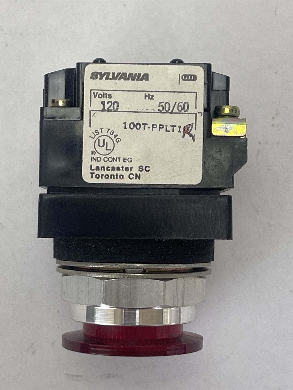 SYLVANIA CLARK BUL. 100T-PPLT1R ILLUMINATED PUSHBUTTON 120V 50/60HZ