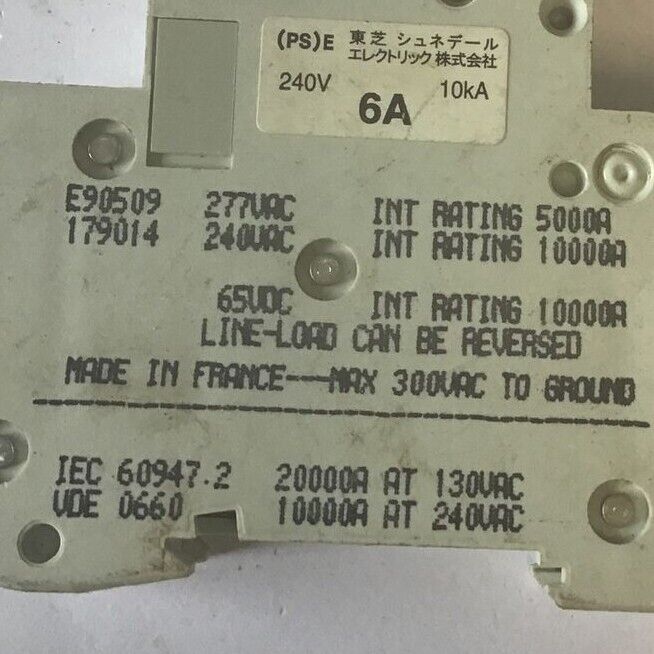MERLIN GERIN E90509 CIRCUIT BREAKER 6A C60N TYPE C 277VAC MULTI9 ***LOTOF2***