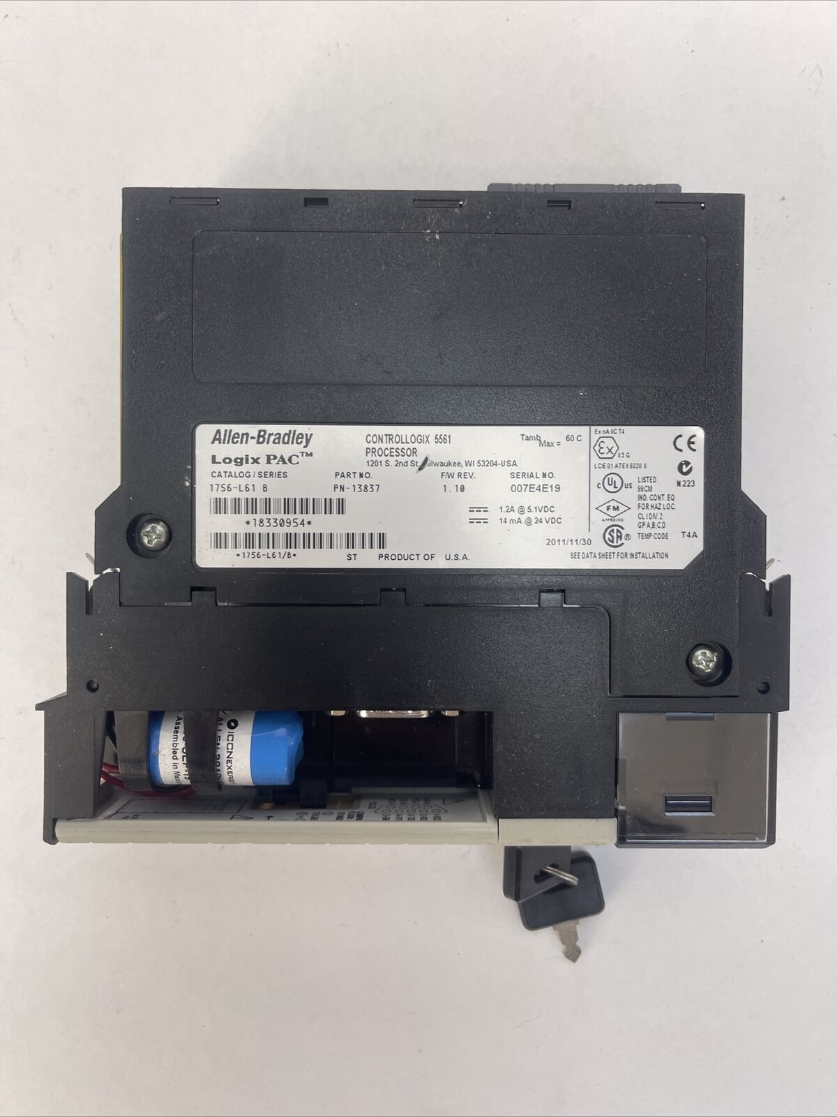 ALLEN BRADLEY 1756-L61 LOGIX PAC SER B CONTROLLOGIX 5561 PROCESSOR F/W REV 1.10