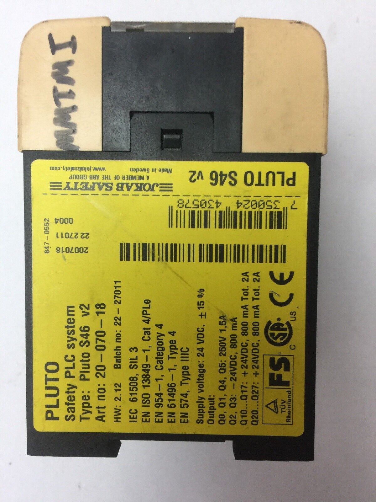 ABB JOKAB SAFETY PLUTO S46 V2 SAFETY PLC SYSTEM