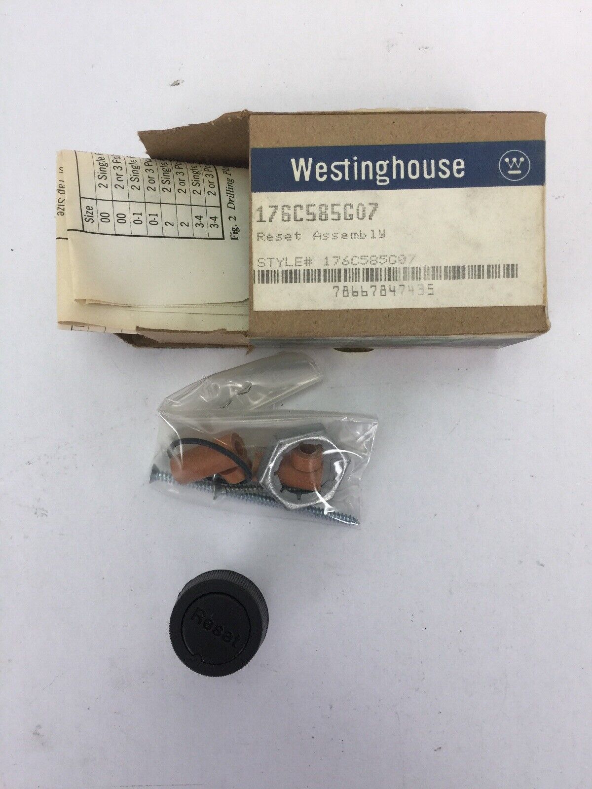 WESTINGHOUSE 176C585G07 RESET ASSEMBLY