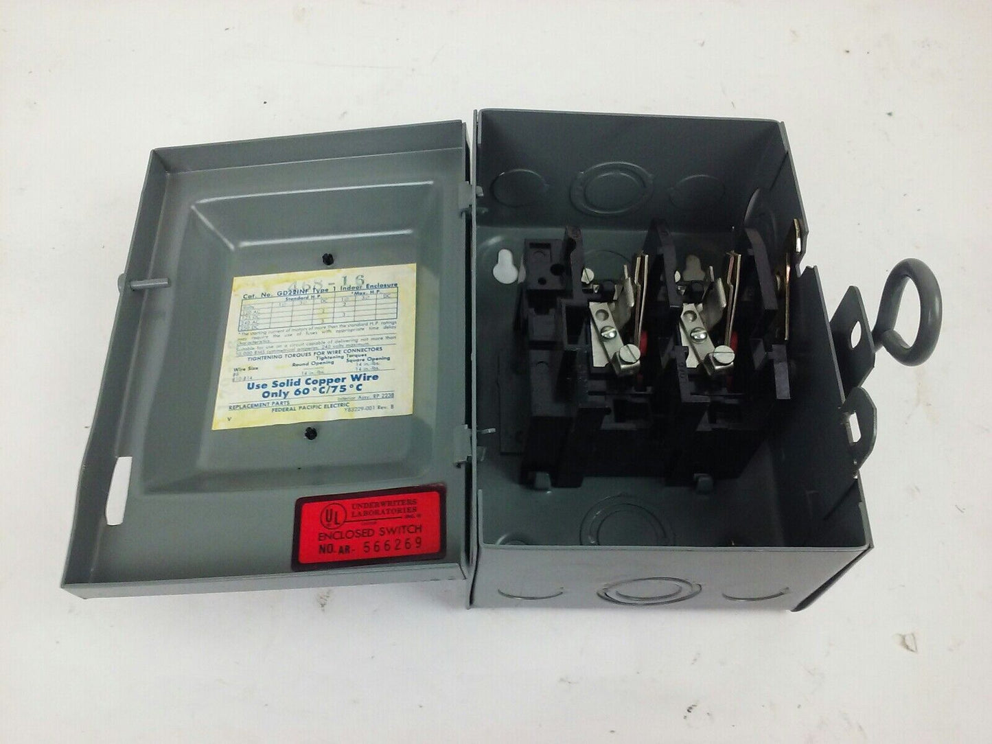 CHALLENGER GD221NF, 30A, 240V, 3 MAX H.P., TYPE 1 INDOOR, SAFETY SWITCH, NEW