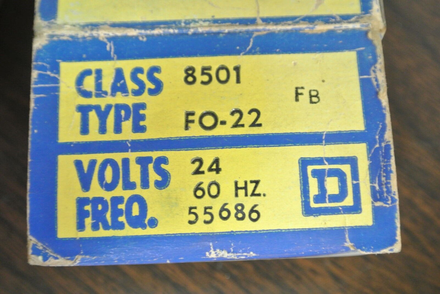 SQUARE D - 8501 FO-22 TYPE F RELAY - 8-SCREW - 24V, 60Hz - NEW SURPLUS