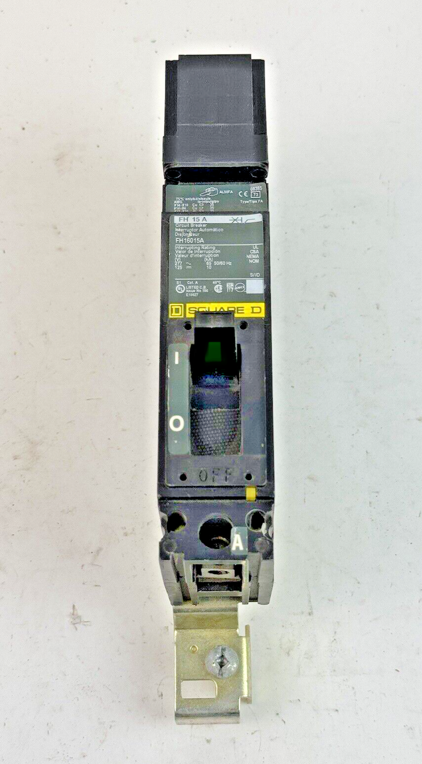 SQUARE D - FH16015A - I-LINE MOLDED CASE CIRCUIT BREAKER - 1 POLE/ 15 A/ 277VAC