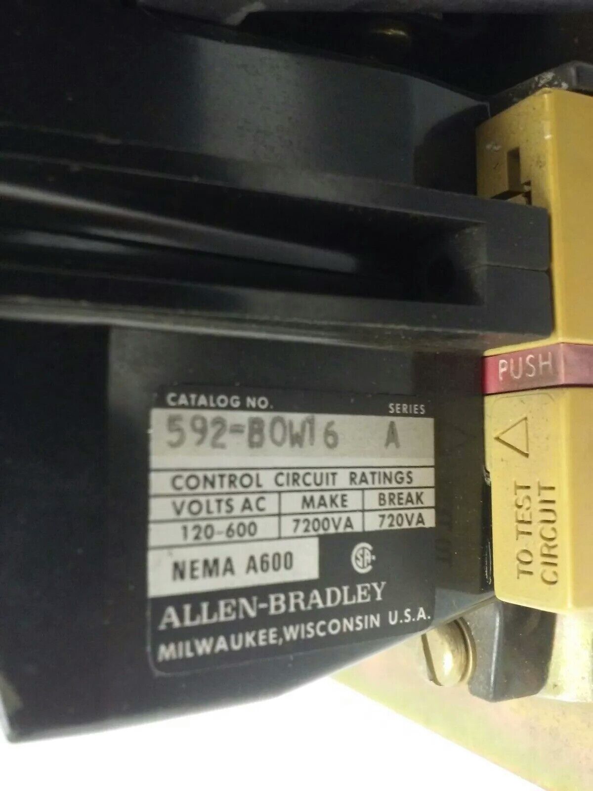 ALLEN BRADLEY, 520E-BOD , SER. A, STARTER, SIZE 1, 600V, 27A, 3PH, 120V COIL