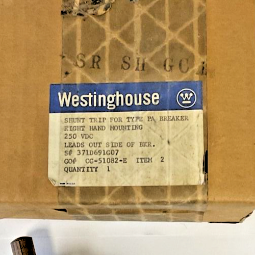 WESTINGHOUSE 371D691G07 SHUNT TRIP 250VDC AB BKR FRAMES G-K-L