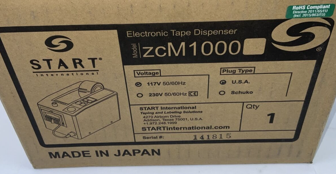 START INTERNATIONAL ZCM1000 ELECTRONIC TAPE DISPENSER 117V 50/60HZ