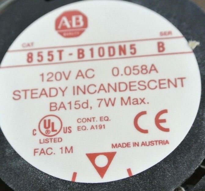 ALLEN-BRADLEY 855T-B10DN5 - AMBER STACK LIGHT, STEADY - 120VAC - NEW SURPLUS