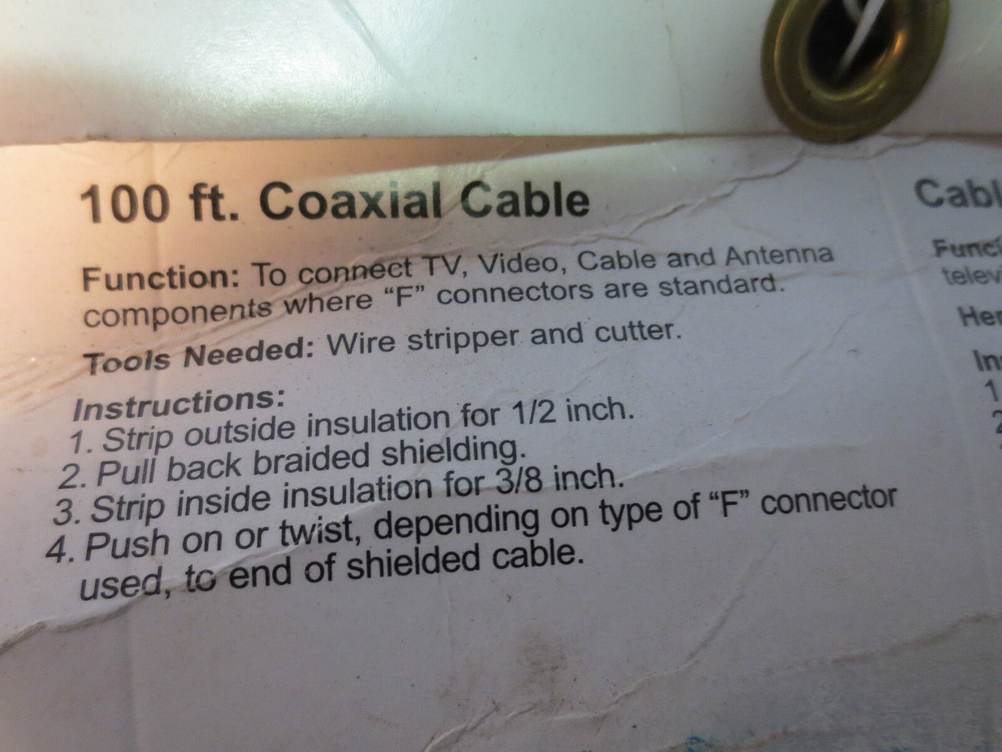 DO IT RG100 100-FT. RG59 COAXIAL CABLE - VIDEO - NO CONNECTORS - NEW