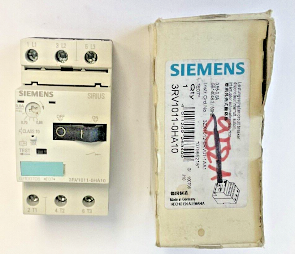 SIEMENS 3RV1011-0HA10 COMBINATION MOTOR CONTROL 0.55-0.8A