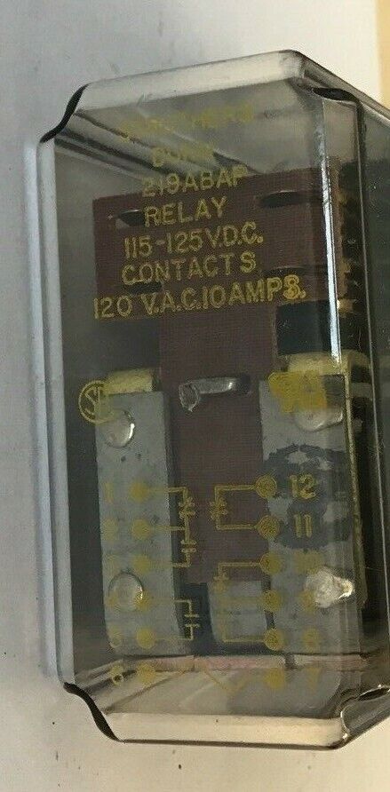 STRUTHERS-DUNN TYPE 219ABAP RELAY 115-125VDC 120VAC 10A