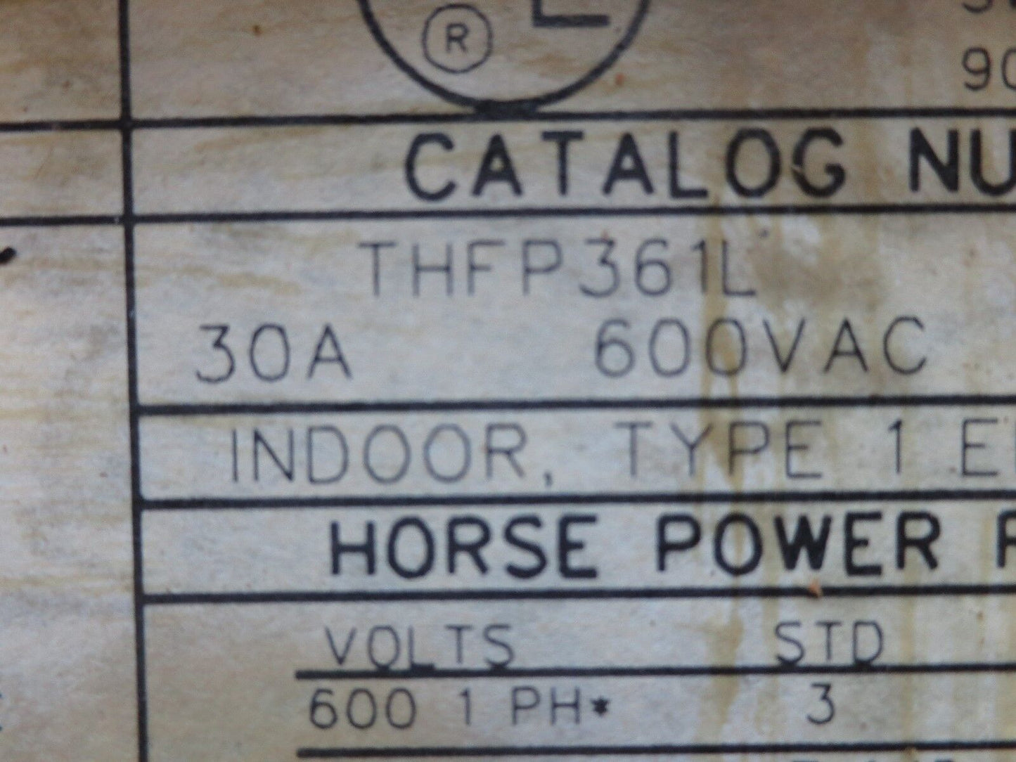 GENERAL ELECTRIC THFP361L TWIN PANELBOARD SWITCH - 30A, 600VAC, 3-POLE