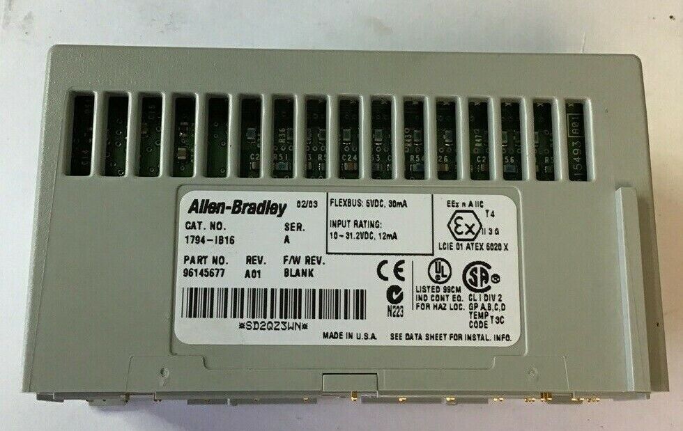 ALLEN BRADLEY FLEX I/O 1794-IB16 24 VDC SINK INPUT W/ 1794-TB3S TERMINAL BASE