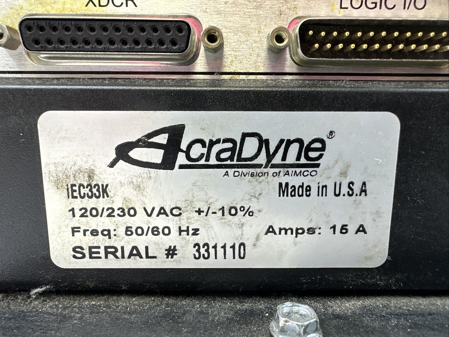 ACRADYNE IEC33K CONTROLLER 120/230VAC 15A NO PLUG