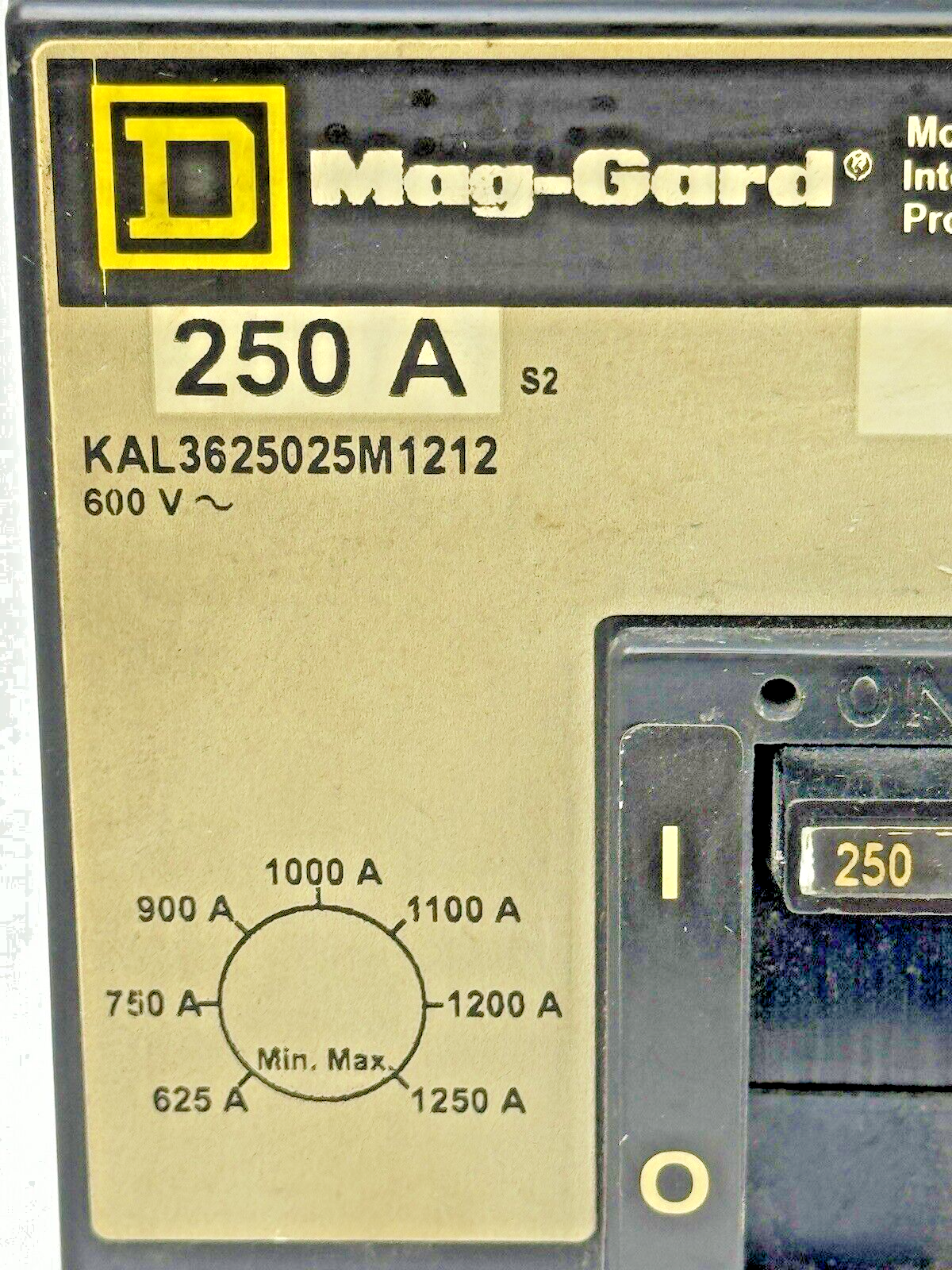 SQUARE D - KAL3625025M1212 -MAG-GARD CIRCUIT BREAKER W/ AUX - 250A/3 POLE/600VAC