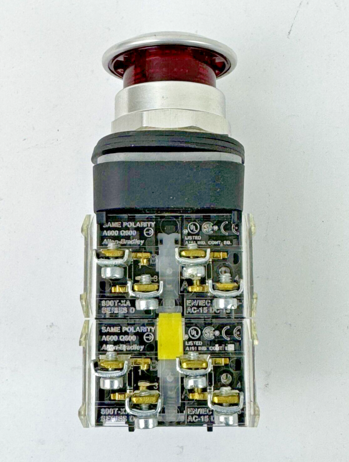 ALLEN-BRADLEY - 800T-FXQH2RG1 SER. U - RED PUSH/PULL BUTTON W/ BLOCK - NO BULB