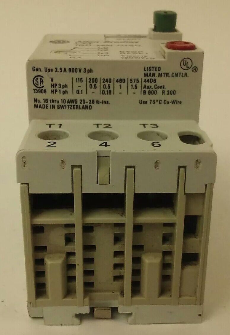 ALLEN BRADLEY 140-MN-0160, MANUEL MOTOR STARTER/ CIRCUIT BREAKER, 3PH, 600V,2.5A