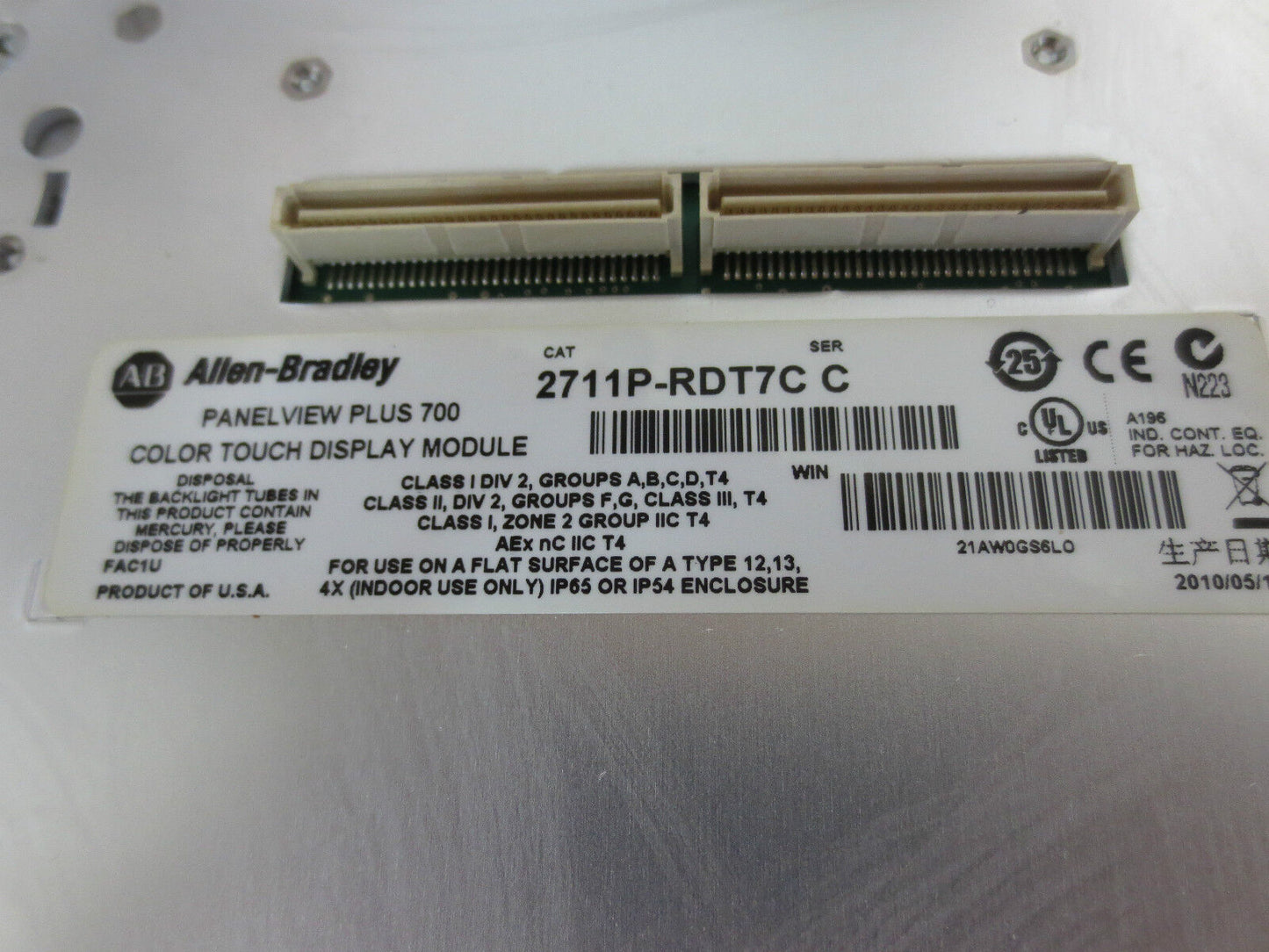 ALLEN-BRADLEY 2711P-RDT7C Ser. C PANELVIEW PLUS w/ 2711P-RP1 Ser. G LOGIC MODULE