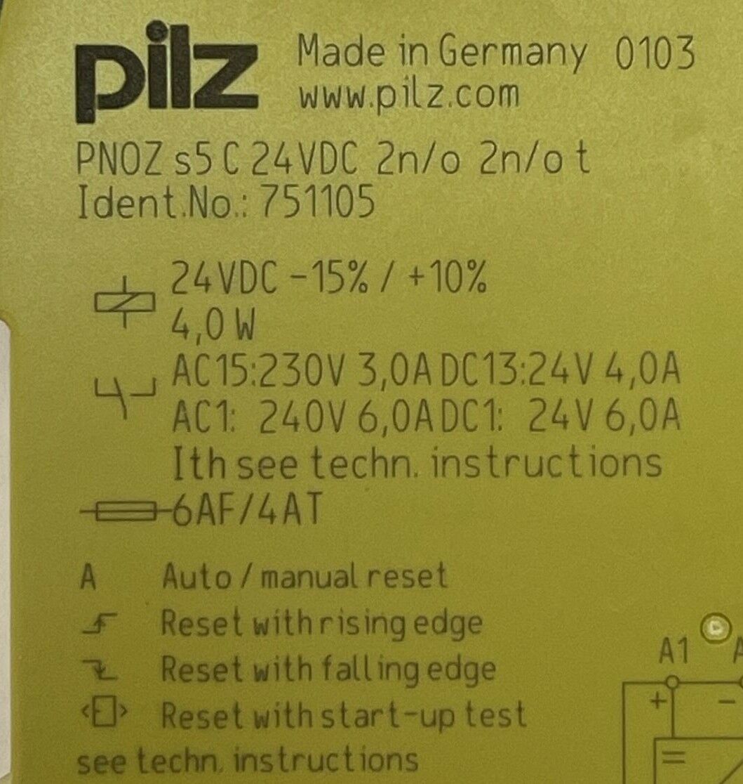 PILZ PNOZ s5 C 24VDC 2n/o 2n/o t SAFETY RELAY 230-240VAC 24VDC