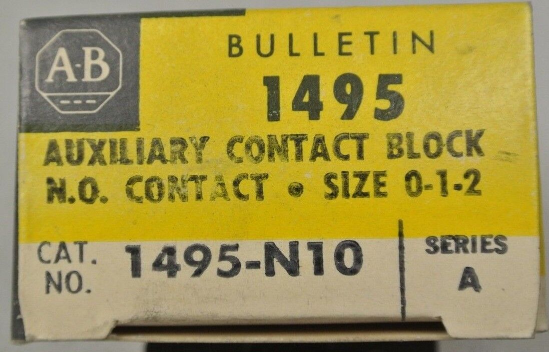 ALLEN-BRADLEY 1495-N10 / AUXILIARY CONTACT BLOCK / N.O. CONTACT / SIZE 0, 1, 2