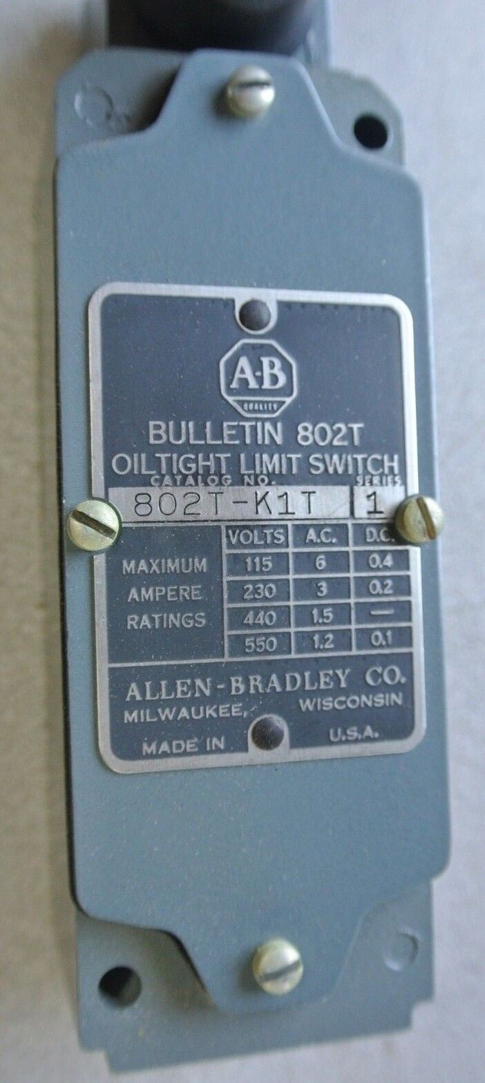 ALLEN-BRADLEY 802T-K1T OILTIGHT LIMIT SWITCH, SIDE PUSH ROLLER - NEW SURPLUS