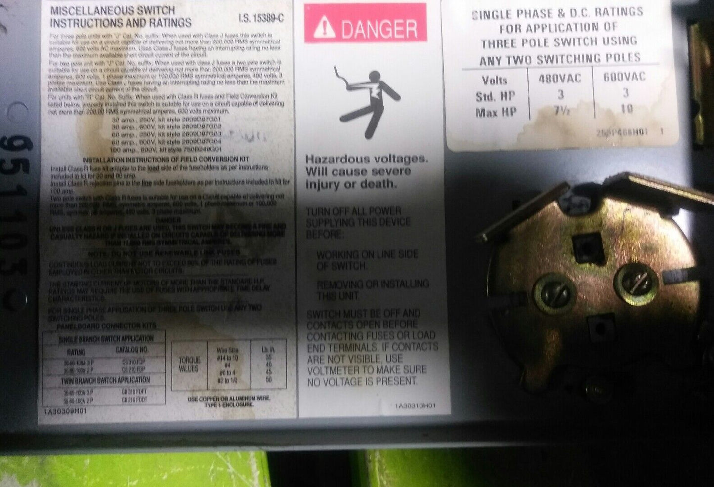 WESTINGHOUSE Cutler Hammer FDPWT3611R 30 amp, 600 vac, Twin Fusible Switch