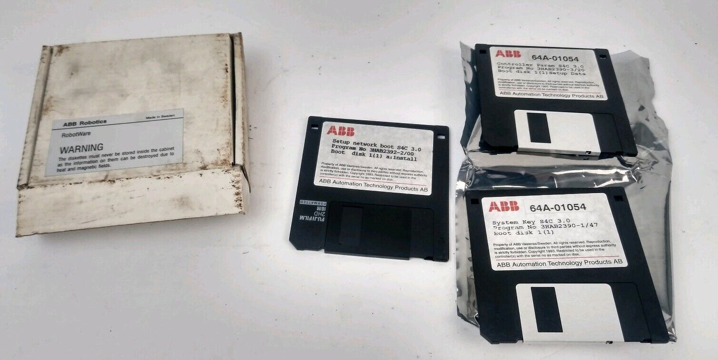 ABB 3HAB2390-1/47 SETUP NETWORK 3HAB2392-2/00 SYSTEM KEY 3HAB2390-3/20 (3 DISK)