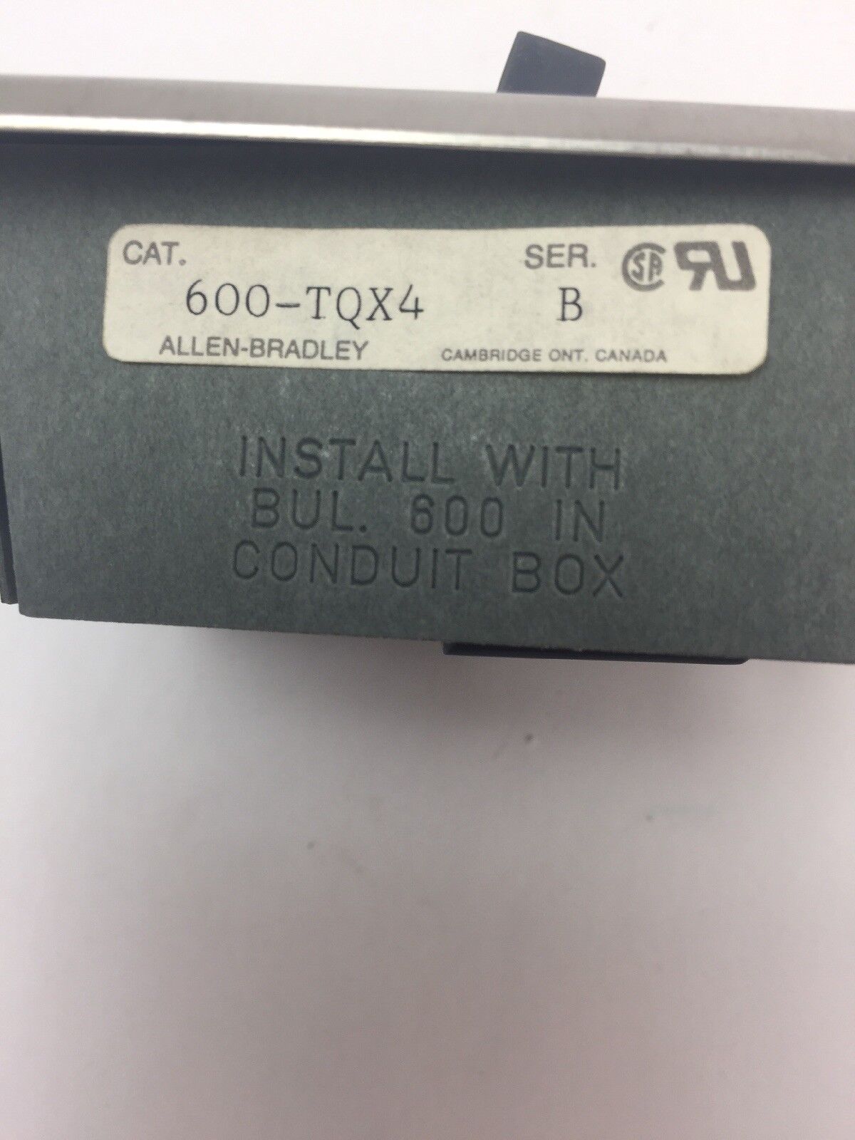ALLEN BRADLEY 600-TQX4 MANUAL MOTOR STARTER SER B