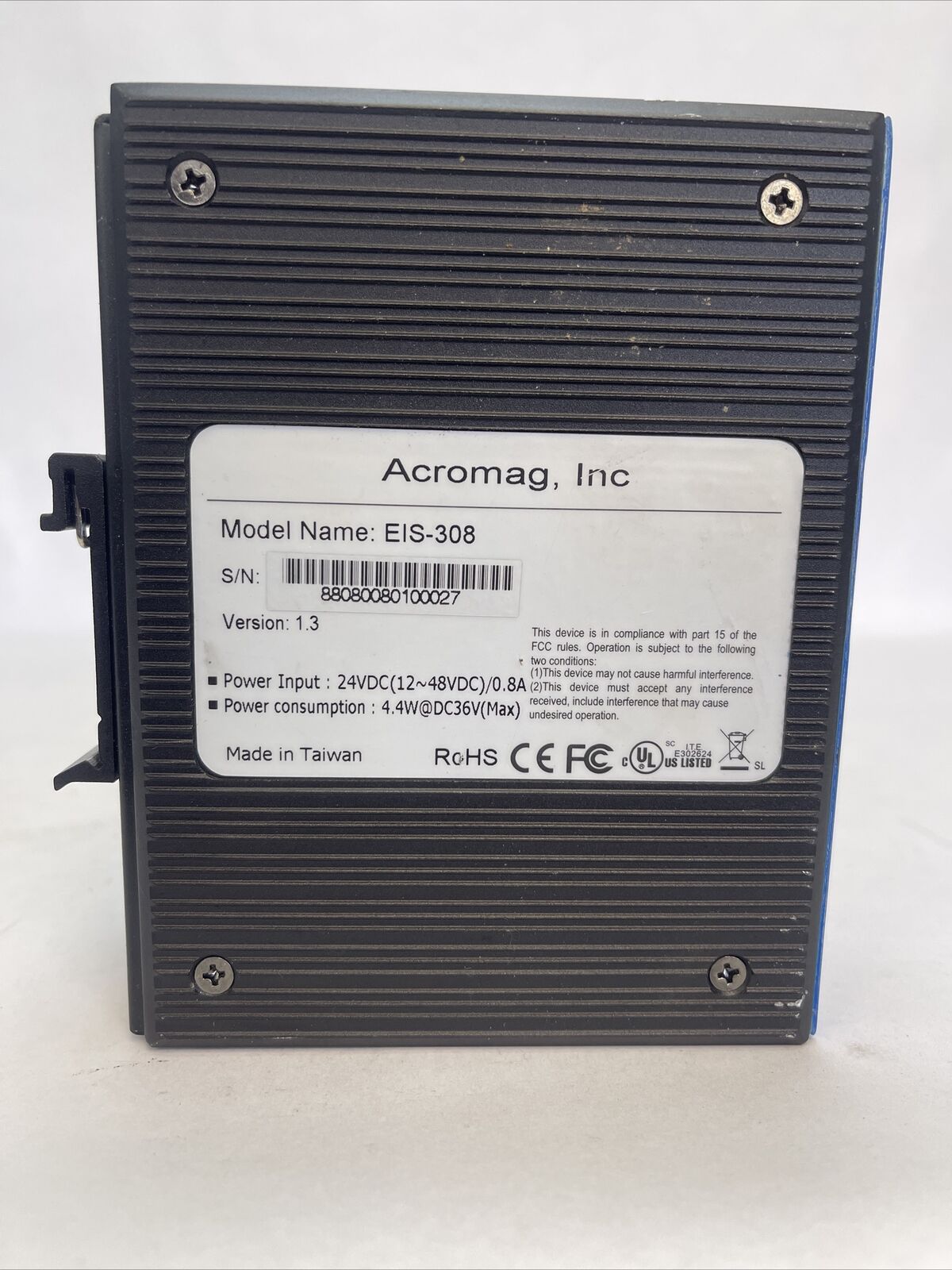 ACROMAG EIS-308 8 WEB MANAGED PORT VERSION 1.3 INPUT 24VDC 0.8A