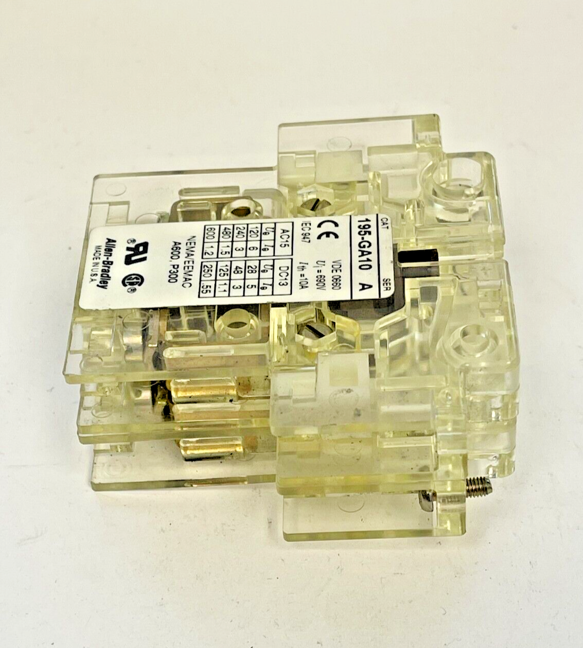 ALLEN-BRADLEY - 195-GA10 SER. A - AUXILIARY CONTACT SIDE MOUNT, FOR 194R DISCONN