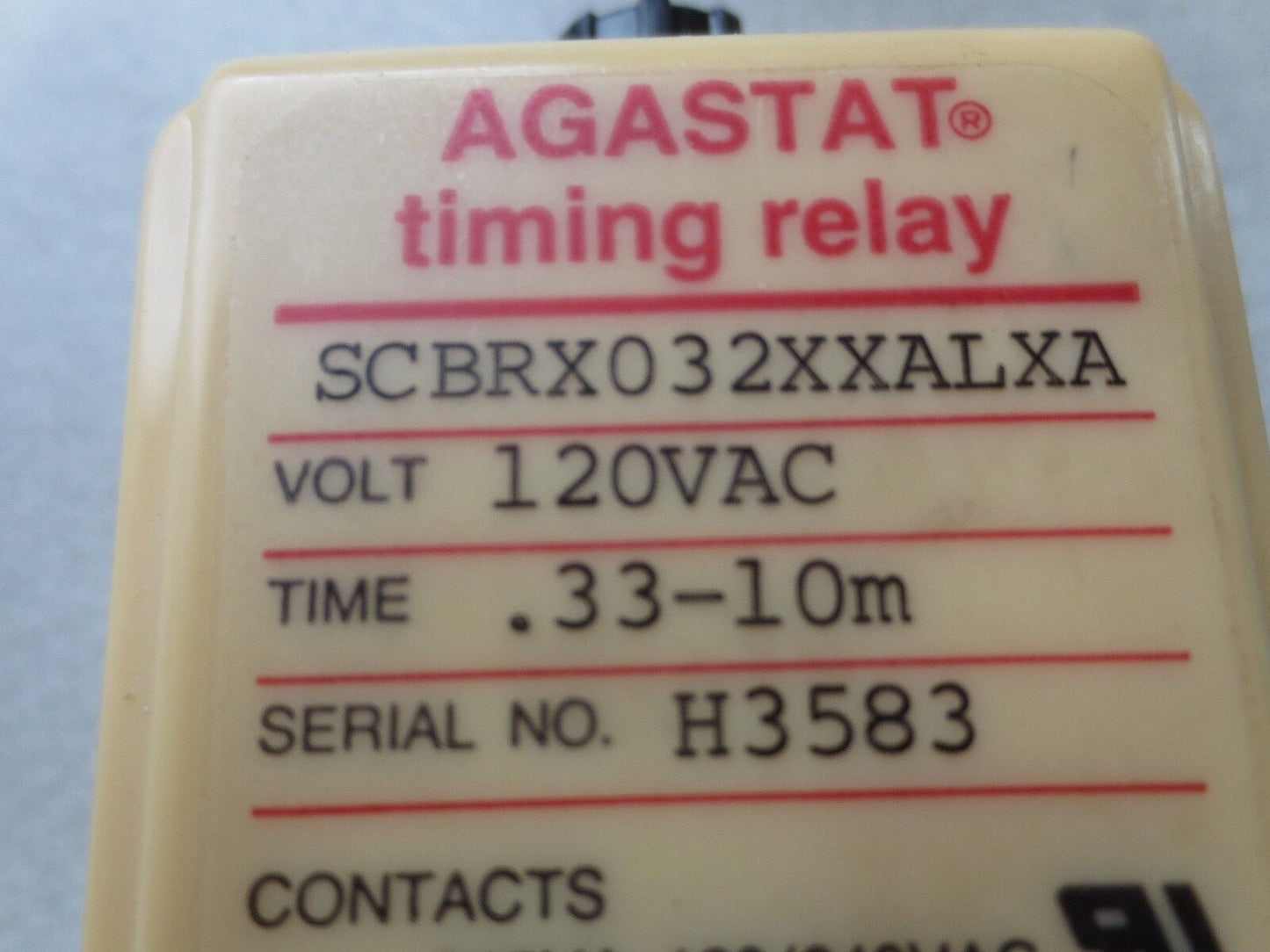 AGASTAT SCBRX032XXALXA TIMING RELAY 120/60 - .33 tO 10 Minutes - NEW SURPLUS