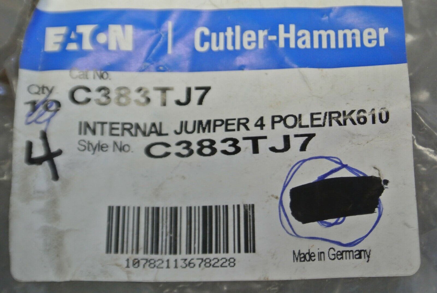 LOT of 4 / CUTLER-HAMMER C383TJ7 INTERNAL JUMPER / 4-POLE / NEW SURPLUS