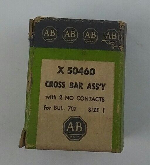 ALLEN BRADLEY X-50460 CROSS BAR 2 POLE ASSEMBLY W/ 2 NO CONTACTS, BUL 702,SIZE 1
